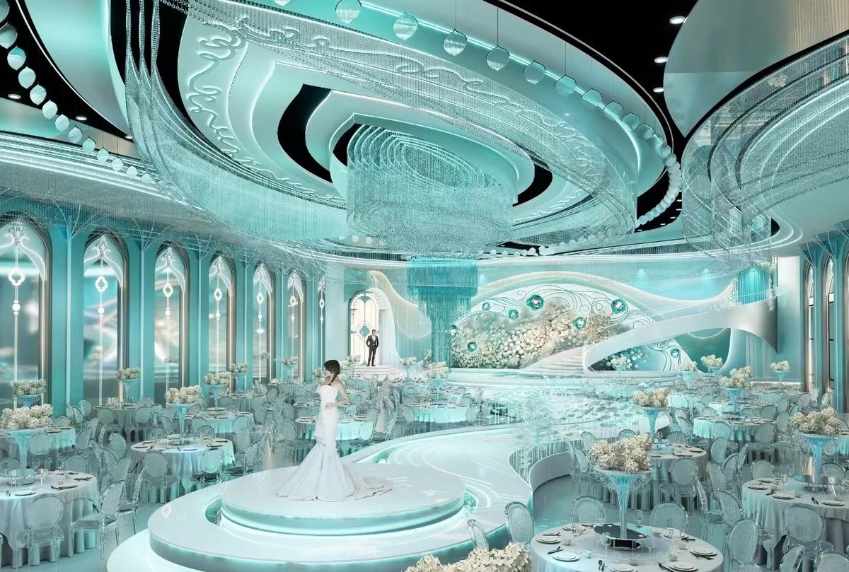 蒂芙尼宫殿：灯光与空间共筑梦幻婚典秘境